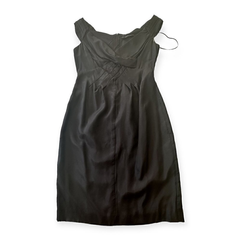 New with Tags,‎ Black Halo Silk Sleeveless Pleated Sheath Dress, Size 8, Black - Picture 3 of 15